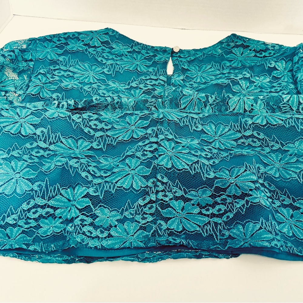 Draper James Green Floral Lace Pull Over Blouse Lined Sheer 3/4 Sleeves - Picture 15 of 15